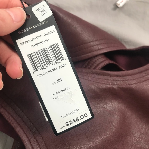 Bcbgmaxazria Sheridan Faux Leather Flounced Dress - Picture 3 of 7